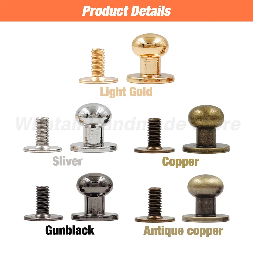 5-10pcs Round Ball Head Leather Bag Purse Wallet Belt Strap Chicago Screw Back Post Nail Rivet Stud DIY Accessories Buckles