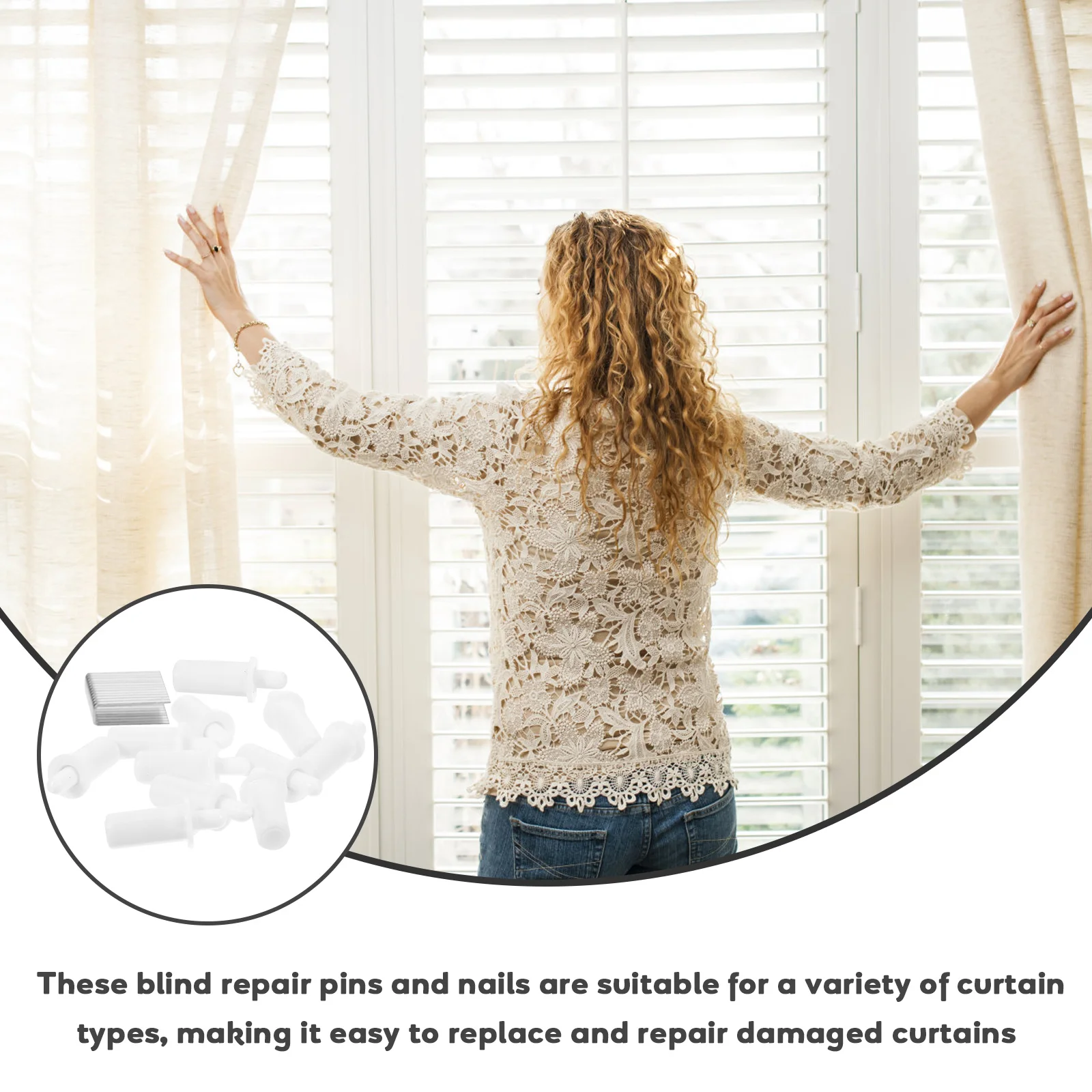 

Shutter Repair Pins 0.6 Inch Curtain Blind Repair Kit Indoor Louver Staples Durable Plastic Metal Replacement Fasteners For