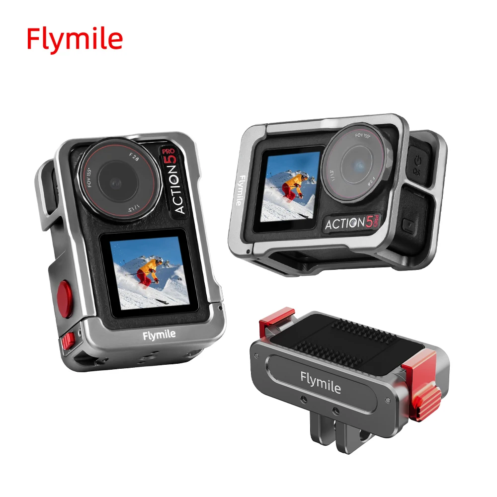 

Flymile Metal Cage Frame Case for DJI Action 5 Pro Camera Accessories Multifunction Expansion Protector Cold Shoe Mount Adapter