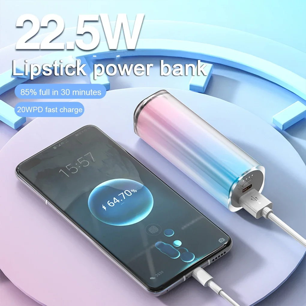 Mini batteria esterna da 5000 mAh (Power Bank) – Ricarica rapida USB-C 22,5 W, format tascabile per iPhone, Samsung, Xiaomi