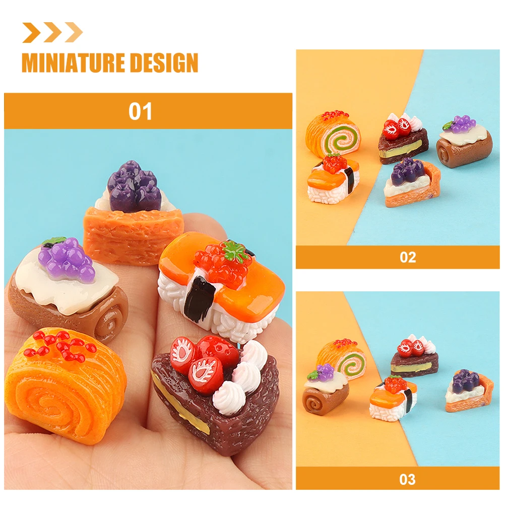 

15pcs Three Dimensional Fruit Cake Dessert Miniatures Adorable Decorative House Kitchen Mini Scene Play Toy Artificial