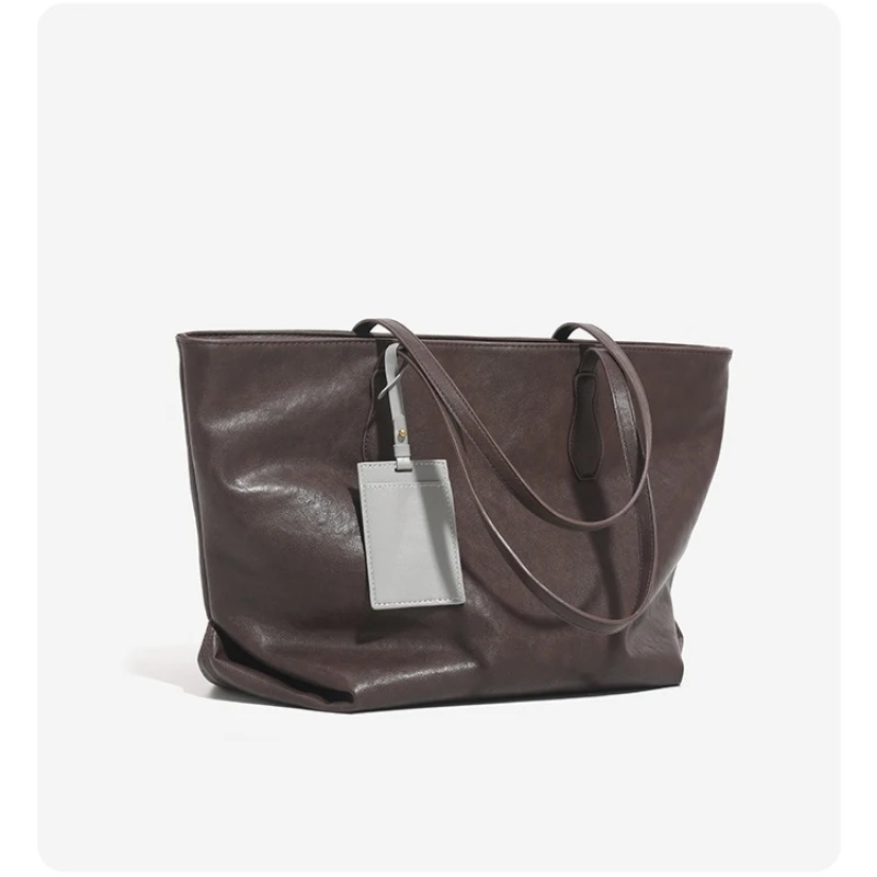 

Ladies Large Capacity Handbags Women Retro Niche Design Tote Luxury Brand PU Leather Shoulder Bag Female Top Handle Sac A Main