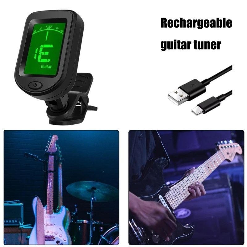 Guitar Tuner Clip On Digital Electric Tuner with 360 Degree Rotation LCD Display