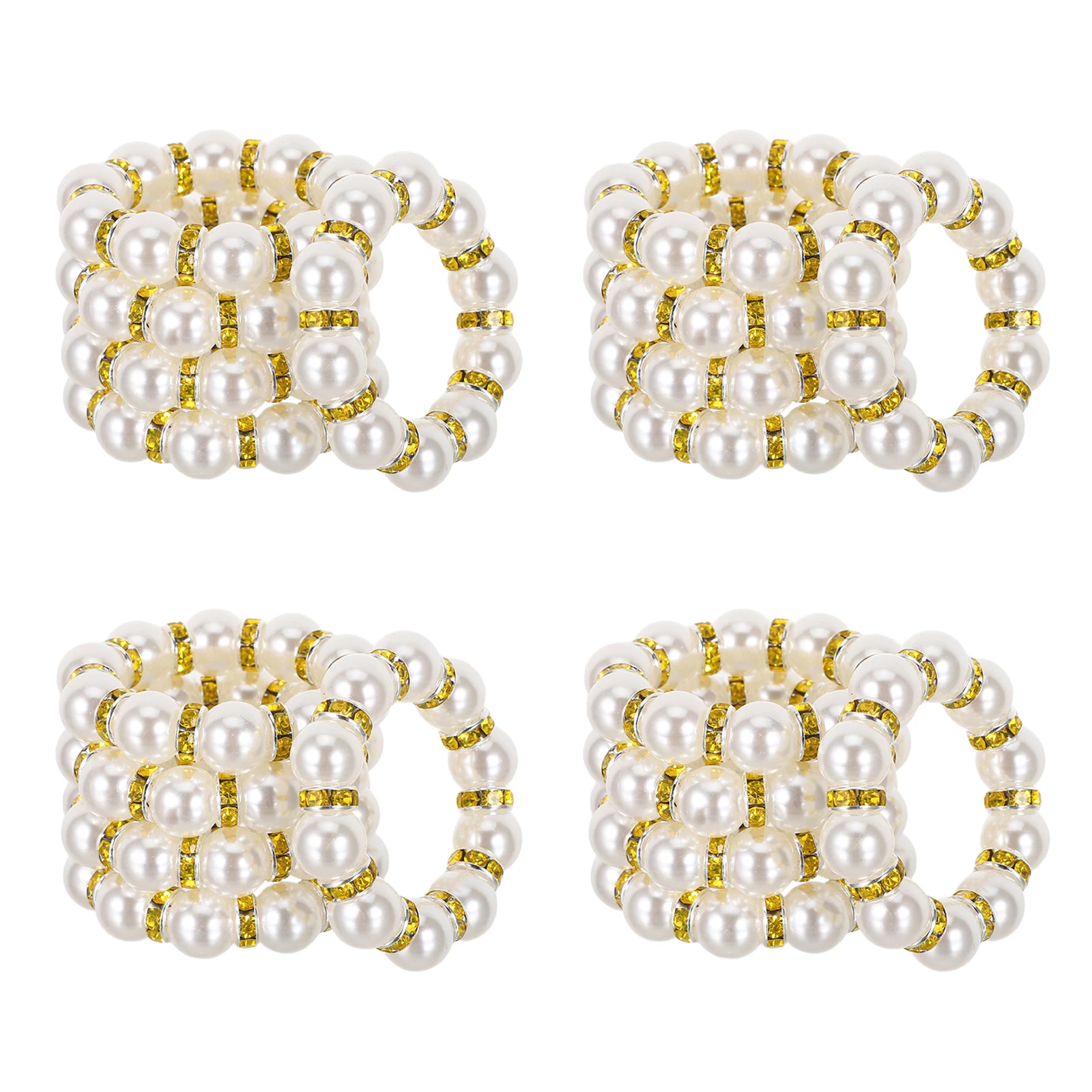 

20Pcs Wedding Napkin Rings Imitation Beaded Gold Pearl Napkin Holder Serviette Buckle Banquet Dining Table Decor Reception Party