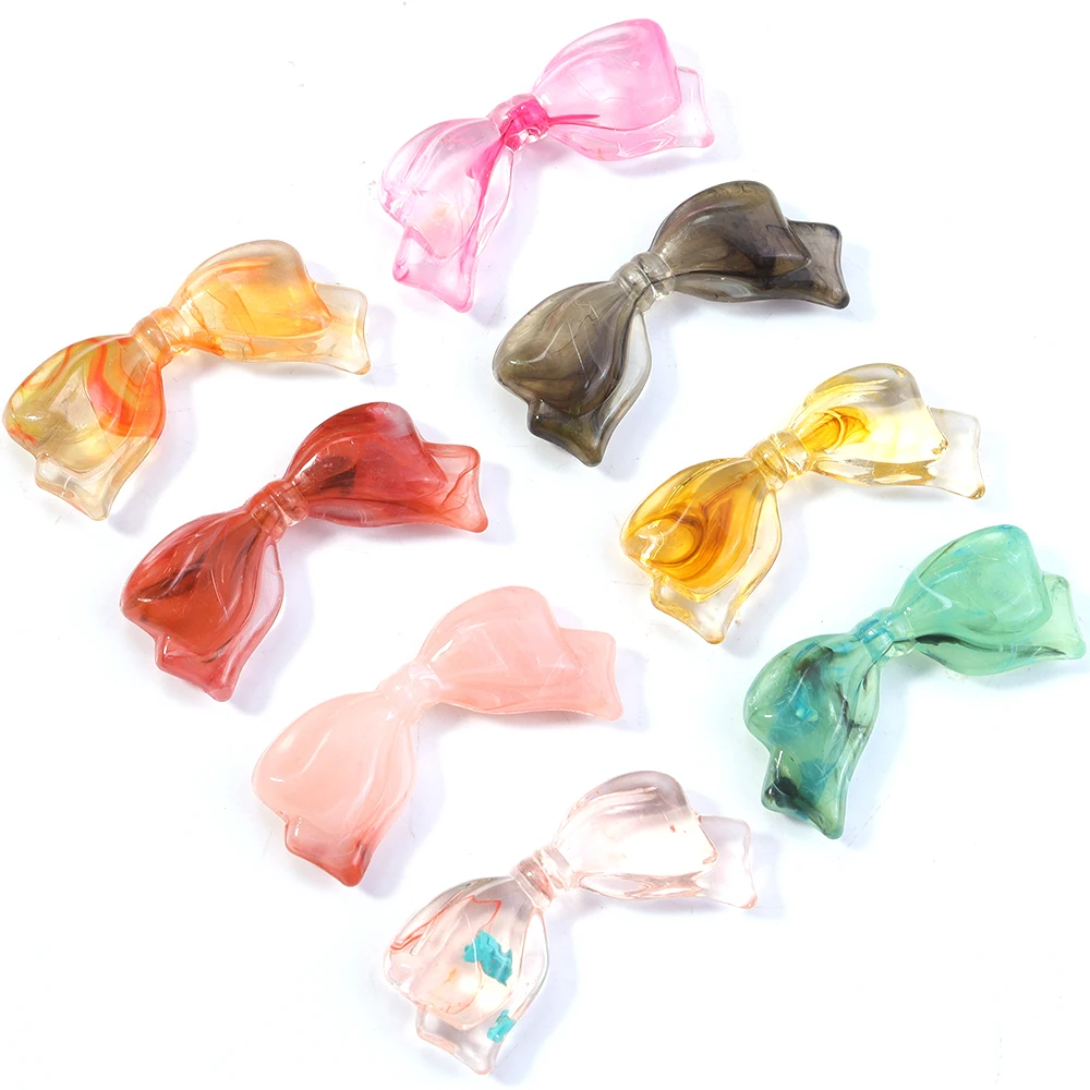 30pcs 29x14mm Acrylic Bow Beads Colorful Bowknot Loose Bead For Jewelry Making DIY Bracelet Necklace Phone Key Chain Accessories image 4