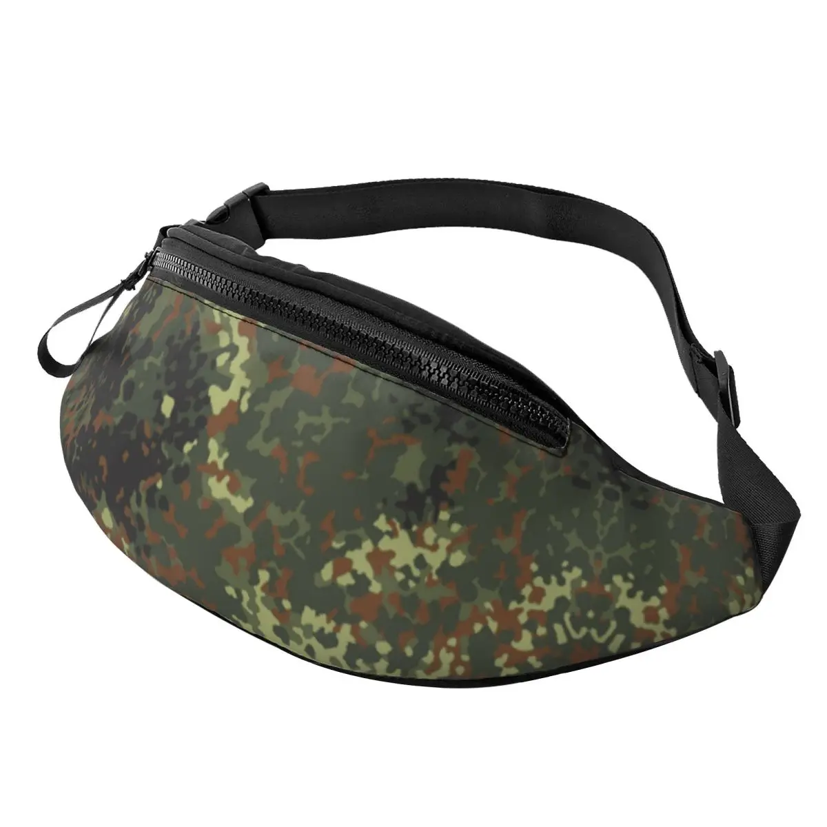 

Custom Fashion Flecktarn Camo Fanny Pack for Cycling Camping Women Men Camouflage Crossbody Waist Bag Phone Money Pouch