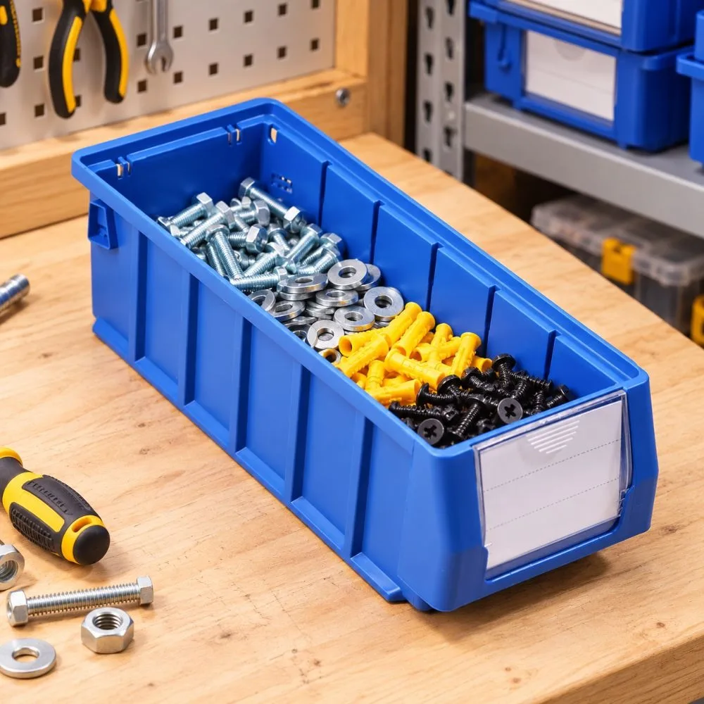 New Durable Plastic Car Parts Box Transparent Grid Portable Parts Storage Box Space Saving Screw Toolbox Garage Workshop