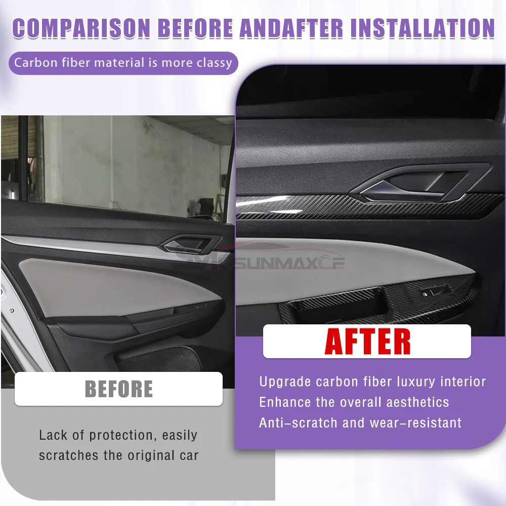 For Golf 8 MK8 Golf 8.5 MK8.5 Golf R GTI GTD GTE 2020-2026 Carbon Fiber Door Strip Window Lift Switch Interior Trim Cover Stick
