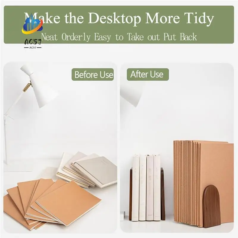 

AC57-Wooden Bookends Heavy Duty Bookshelf Anti-Slip Bookends(2Pcs)