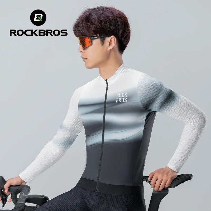 ROCKBROS Men\'s Cycling Jackets Long Sleeves Top Coat Spring Summer Breathable Run Sports Jerseys MTB Road Bike Bicycle Jacket