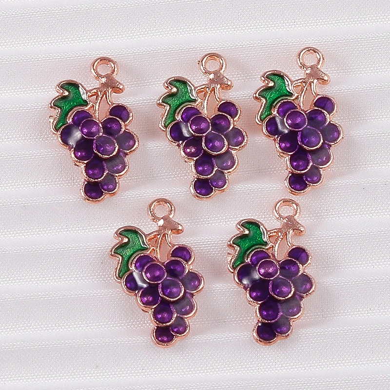 10 Stück 10x17mm Niedliche Emaille-Obst-Trauben-Anhänger für Schmuckherstellung, Ohrhänger, Halsketten, Armbänder, DIY-Bastelzubehör – Detail 6