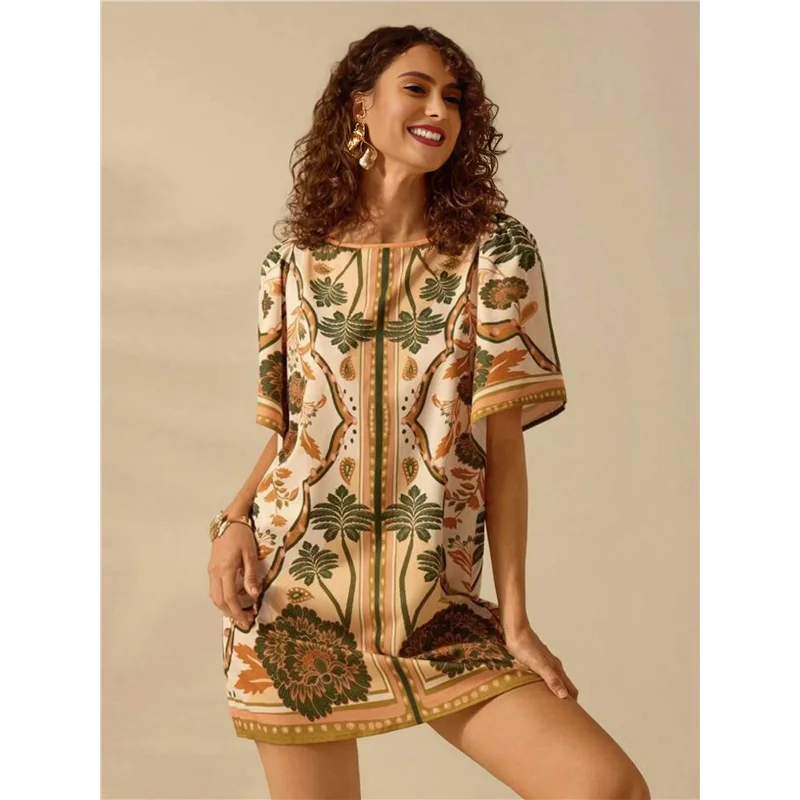 【ดู】ชุดเม็กซิกันแบบดั้งเดิมสําหรับผู้หญิงดอกไม้ปักแขนสั้น Boho ชุดเดรสฤดูร้อน Fiesta Dresses