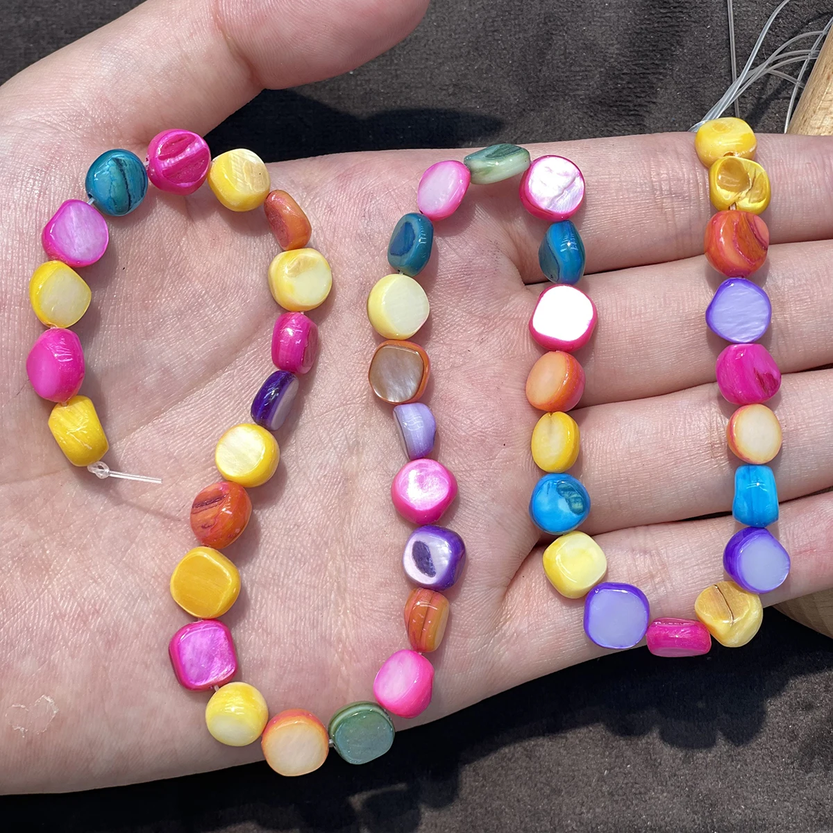 8mm Dyed Natural Shell Beads Irregularly Shaped Through-Hole Beads for Jewelry Making DIY Necklaces Bracelets and Accessories
