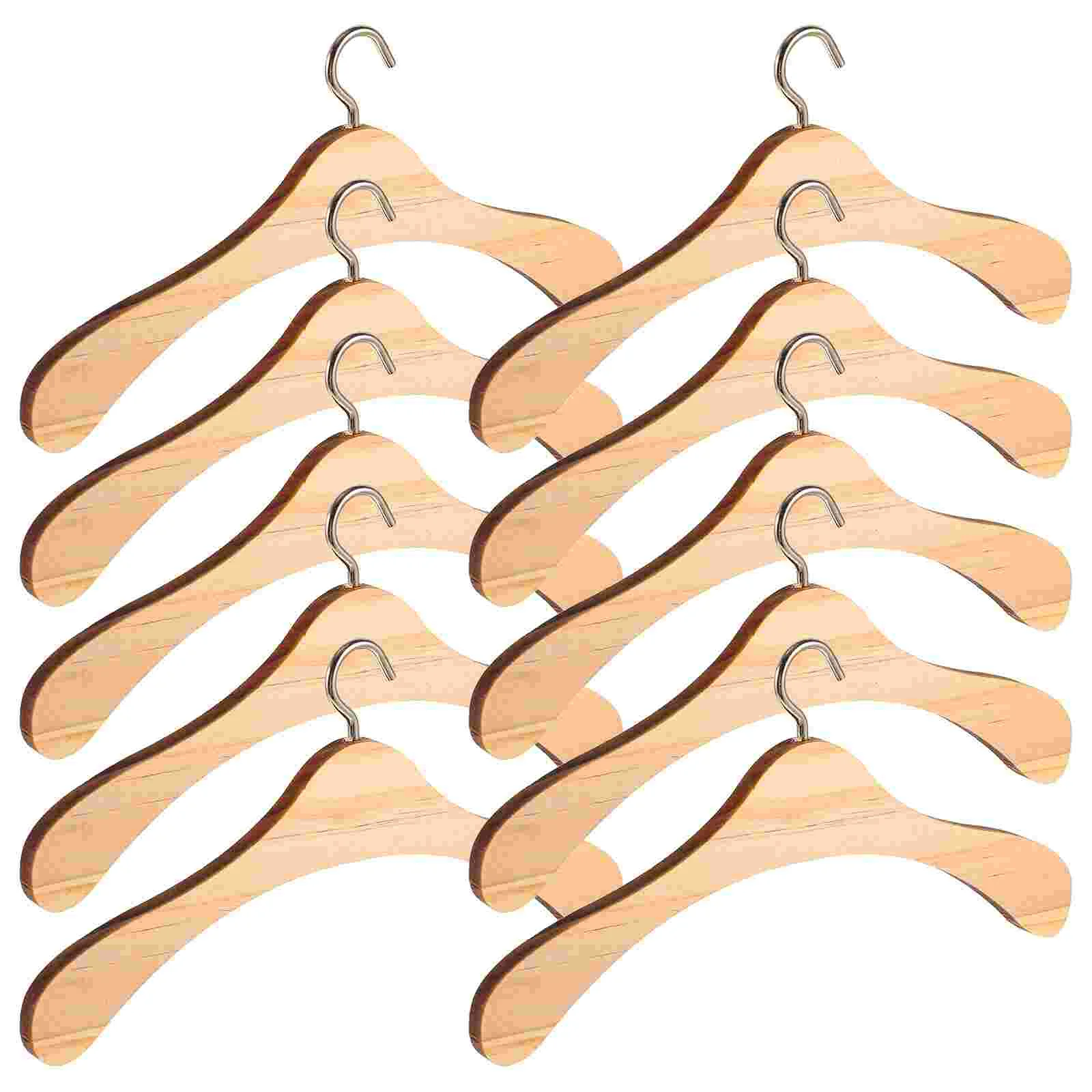 10 Pcs Wooden Clothes Hanger Mini Toys Dolls Accessory for Babies Babydoll