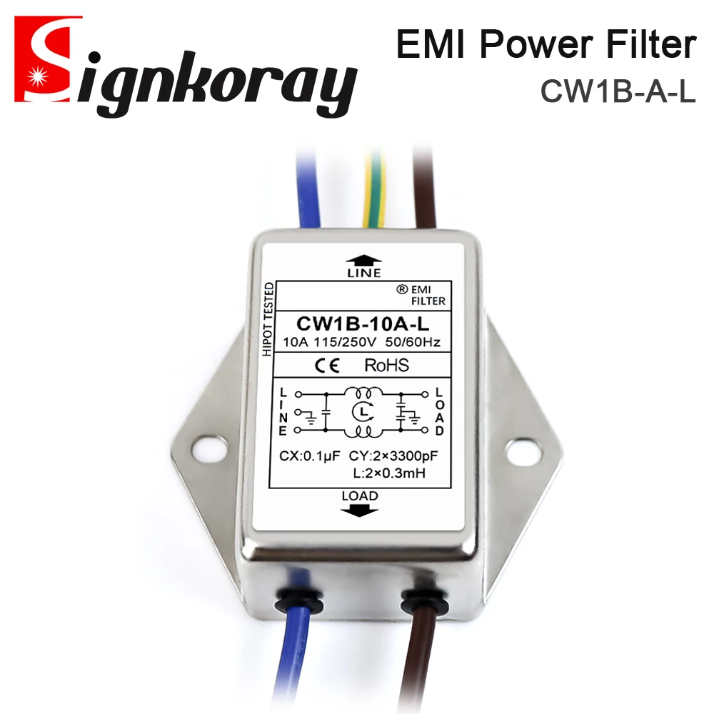 SignkoRay EMI Power Filter CW1B-3A 6A 10A 20A-L AC 220V Single Phase Interference Purification