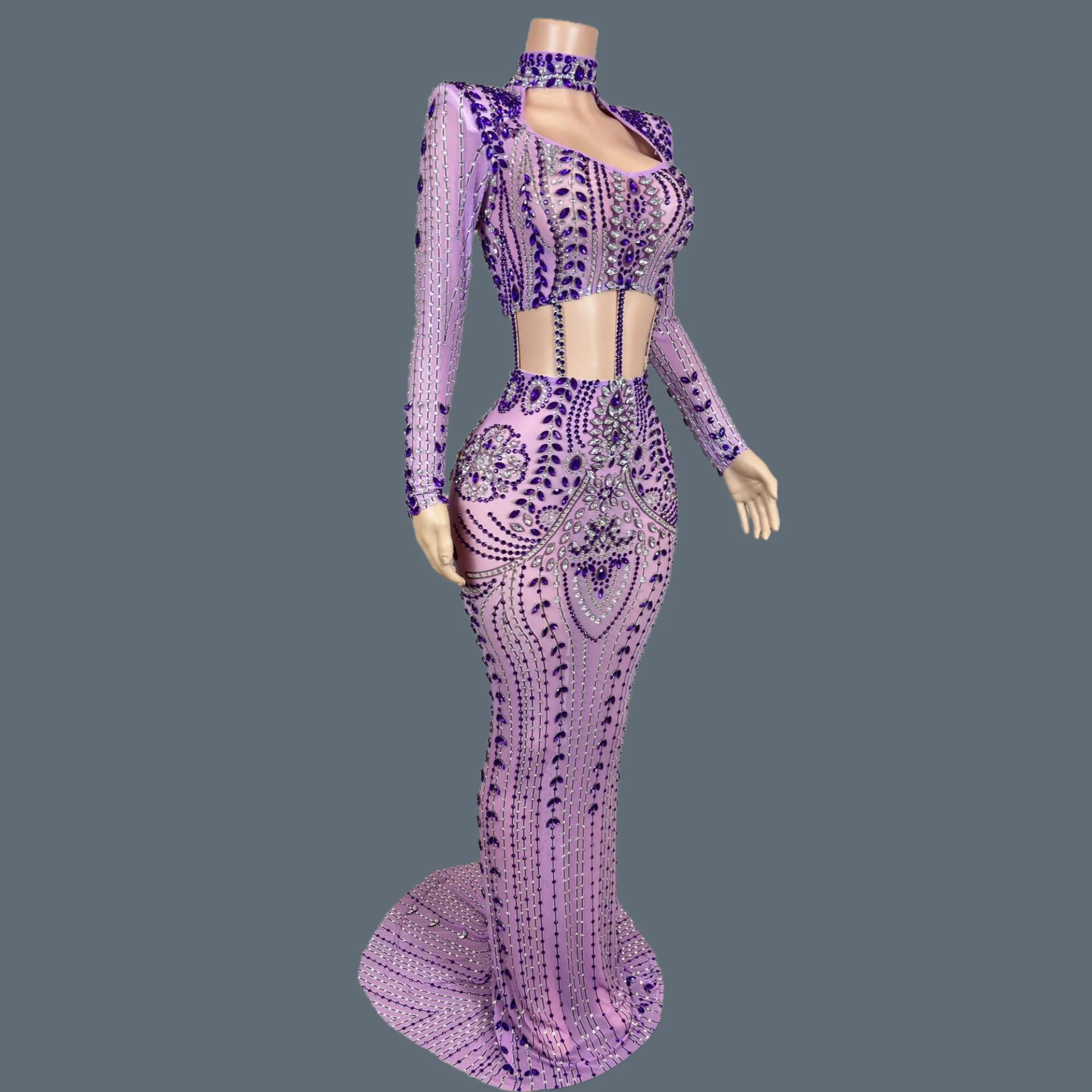 

Luxurious High-end Customized Dress Purple Sparkly Rhinestone Evening Dress for Women Party Queen Sexy Ball Dress zixiaxianzi