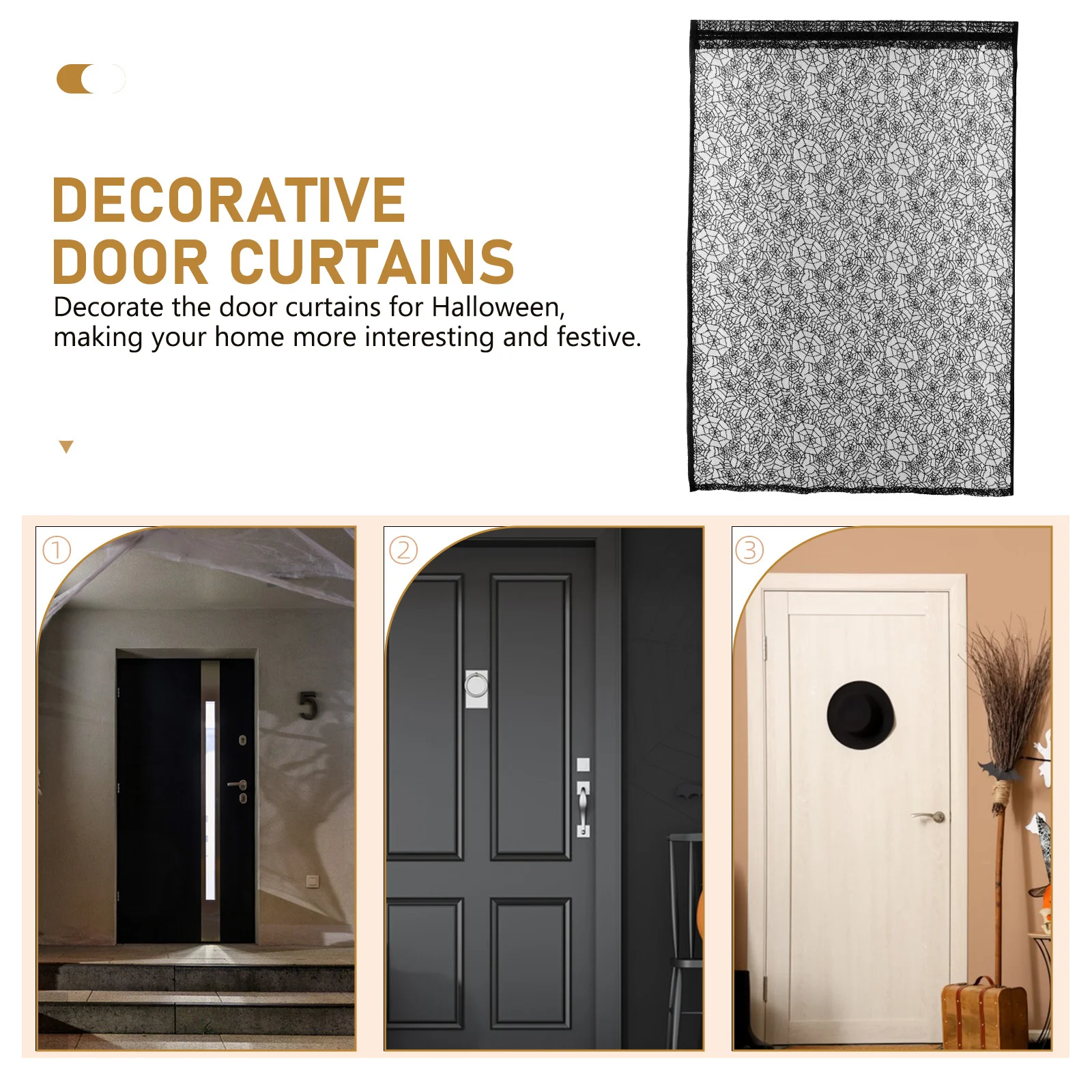 

3D Halloween Spider Web Door Curtain Decorative Creepy Pattern Party Background Horror Photo Backdrop Haunted Decor