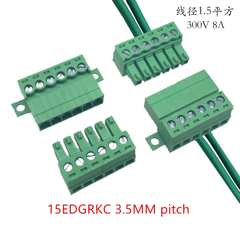 

15EDGRKC 2/3/4/5/6/7/8/9/10/11/12/13/14/15/16 Pin Screw Terminal Block Connector 3.5MM Pitch PLUG + SOCKET 2EDG 2P 3P 4P 5P 6P 8