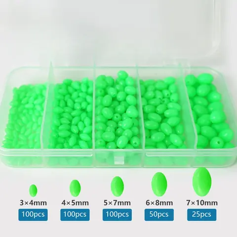 375Pcs/Set Night Luminous Fishing Hard Beads Soft Worms Glow Sea Fishing Lure Bait Floating Float Fishing Tackles Accessories