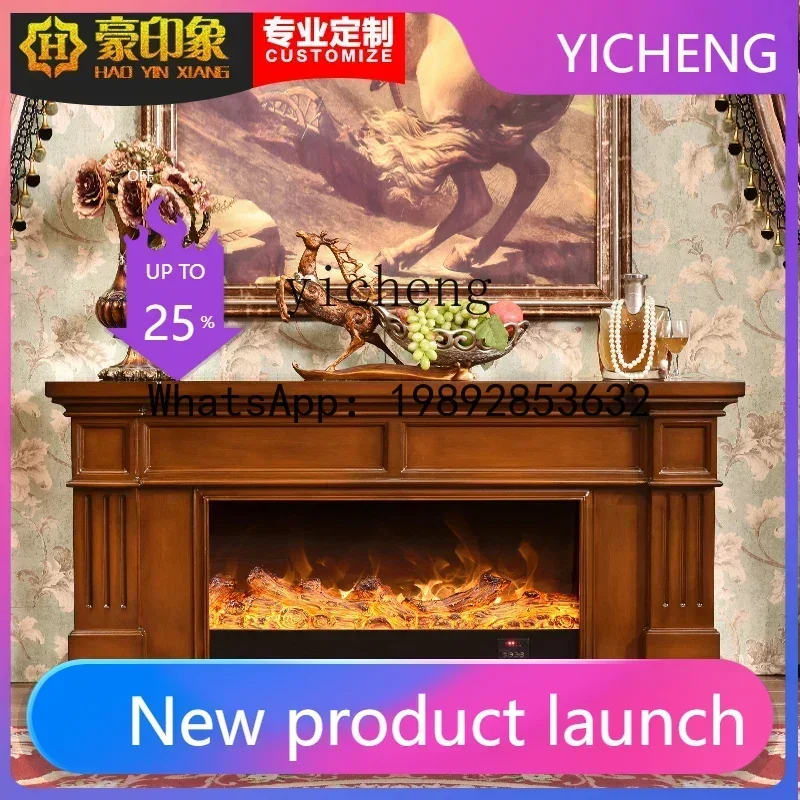 b2 Solid Wood TV Cabinet Fireplace Curio Cabinet Bedroom Heating Simulation Flame Stove Core