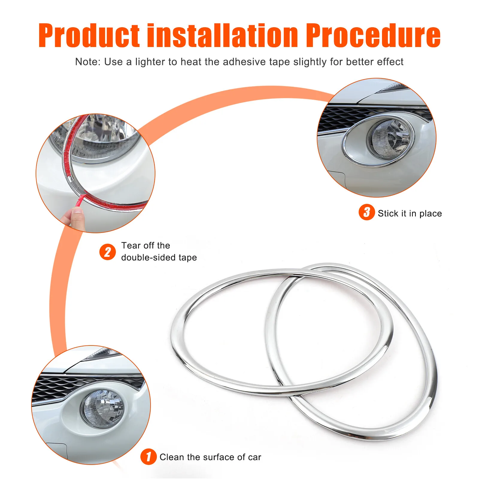 ABS Chrome Car Front Fog Light Ring Decorative Trim For Nissan Juke 2014-2024 Car Front Bumper Fog Lamp Cover Bezel Accessories view 2