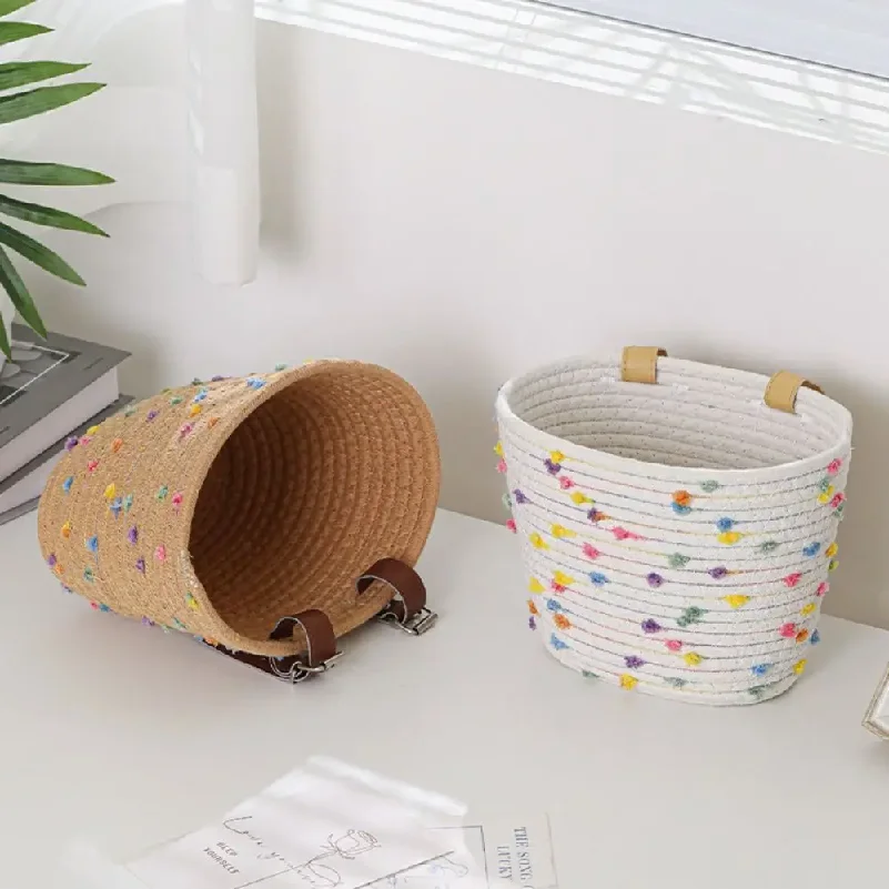 Adjustable Bicycle Basket Removable Design Large Capacity Handlebar Front Basket Solid Color Colorful