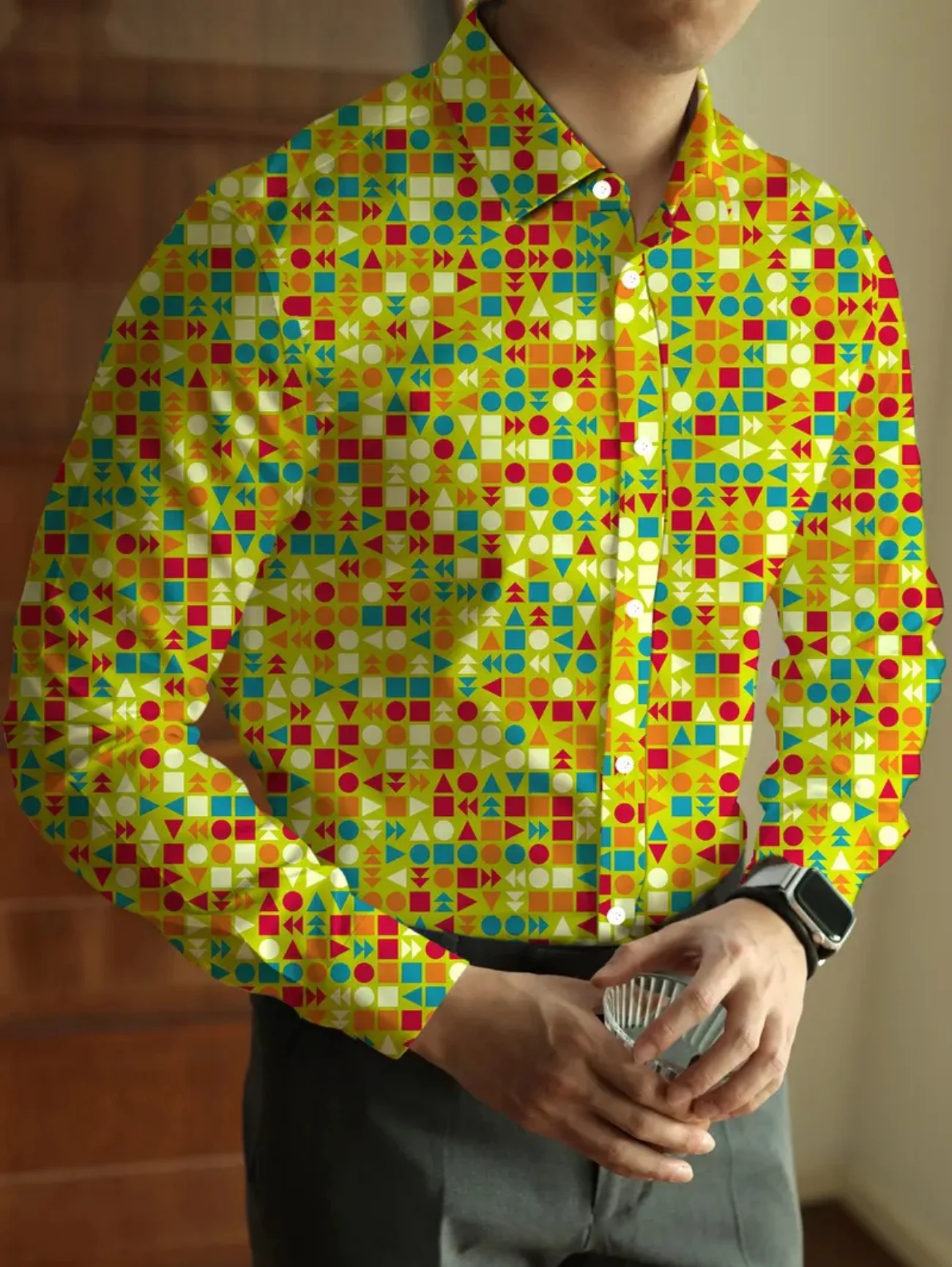 New men's casual plus-size long-sleeved T-shirt, fashionable urban style pure cotton ice touch printed slim fit, spring T-shirt,