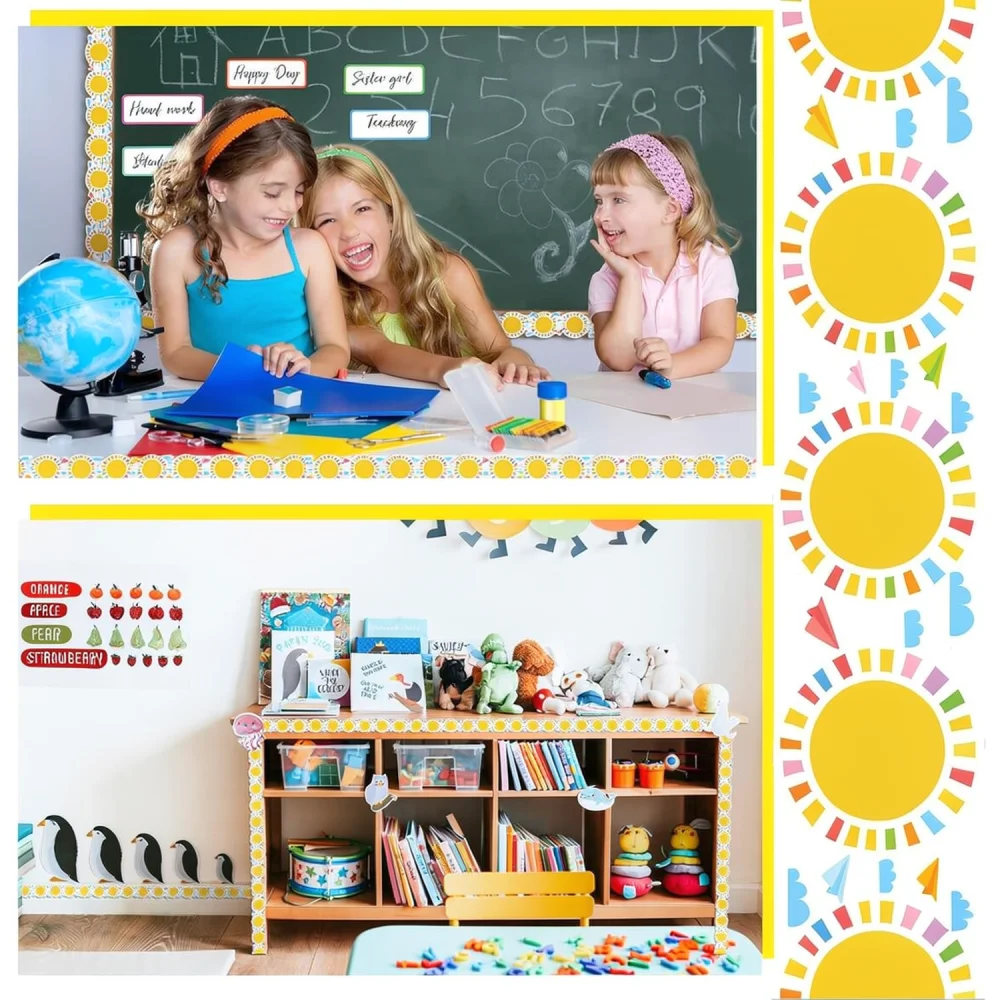 Sunshine Design Bulletin Board Border Roll For Kindergarten Decoration Teachers Learning Space Supplies Educational Wall Sticker