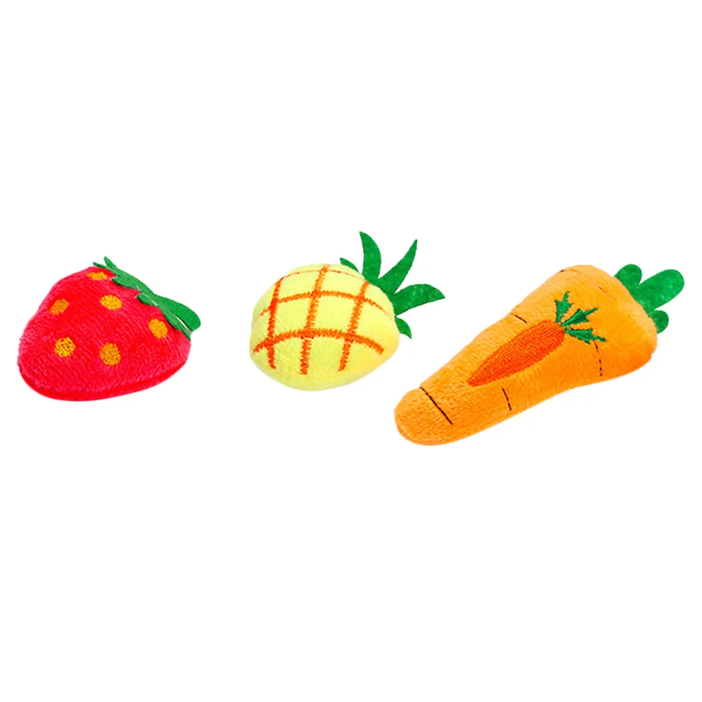 

6pcs Plush Fruit Strawberry Pineapple Carrot Toys Pet Bite Chew Cat Catnip Playing Toy (2pcs Strawberry, 2pcs Pineapple, 2p