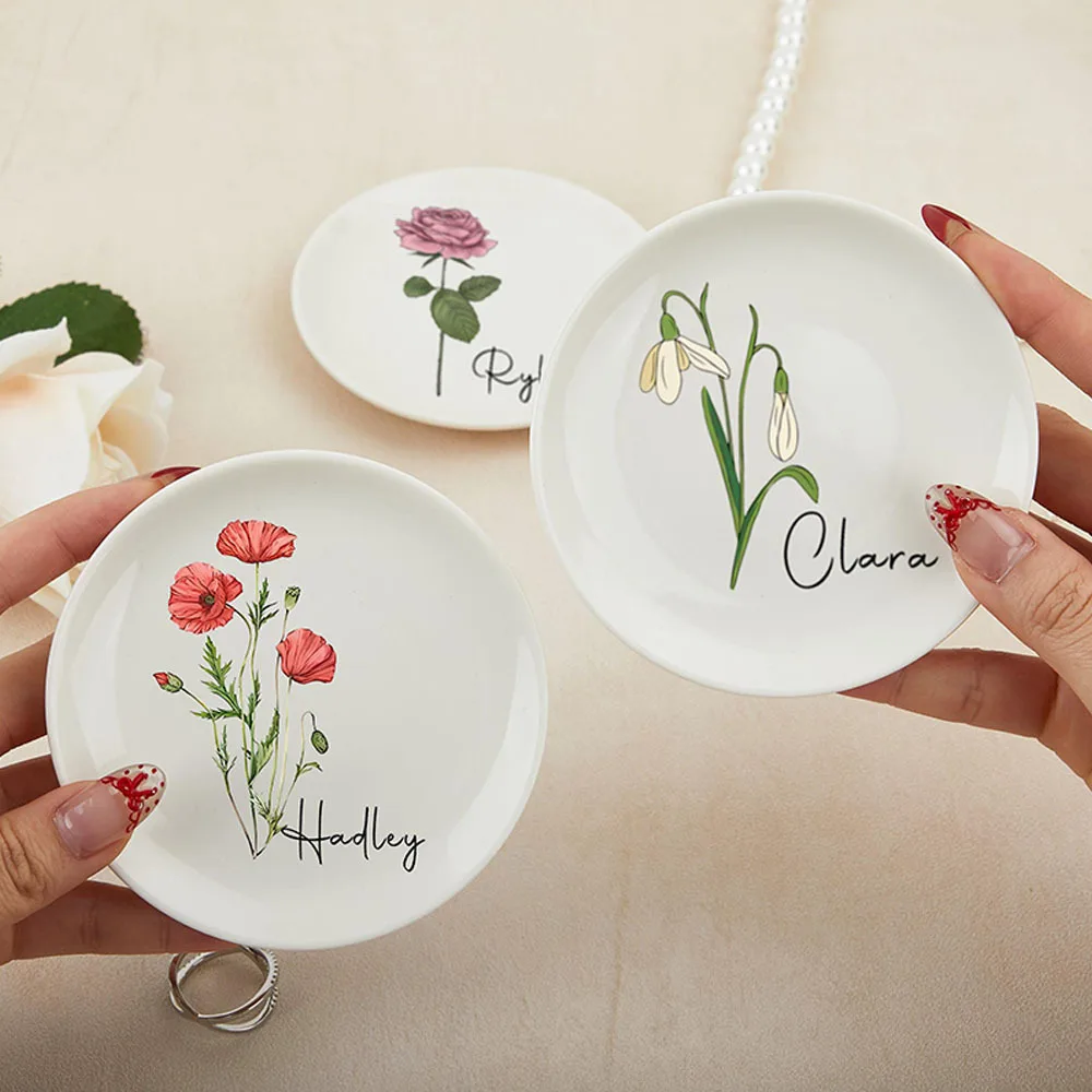 Customizable Ceramic Jewelry Plate for Birthdays, Serving As a Multifunctional Ring Holder, Key Bowl, And Small Item Tray. Ideal