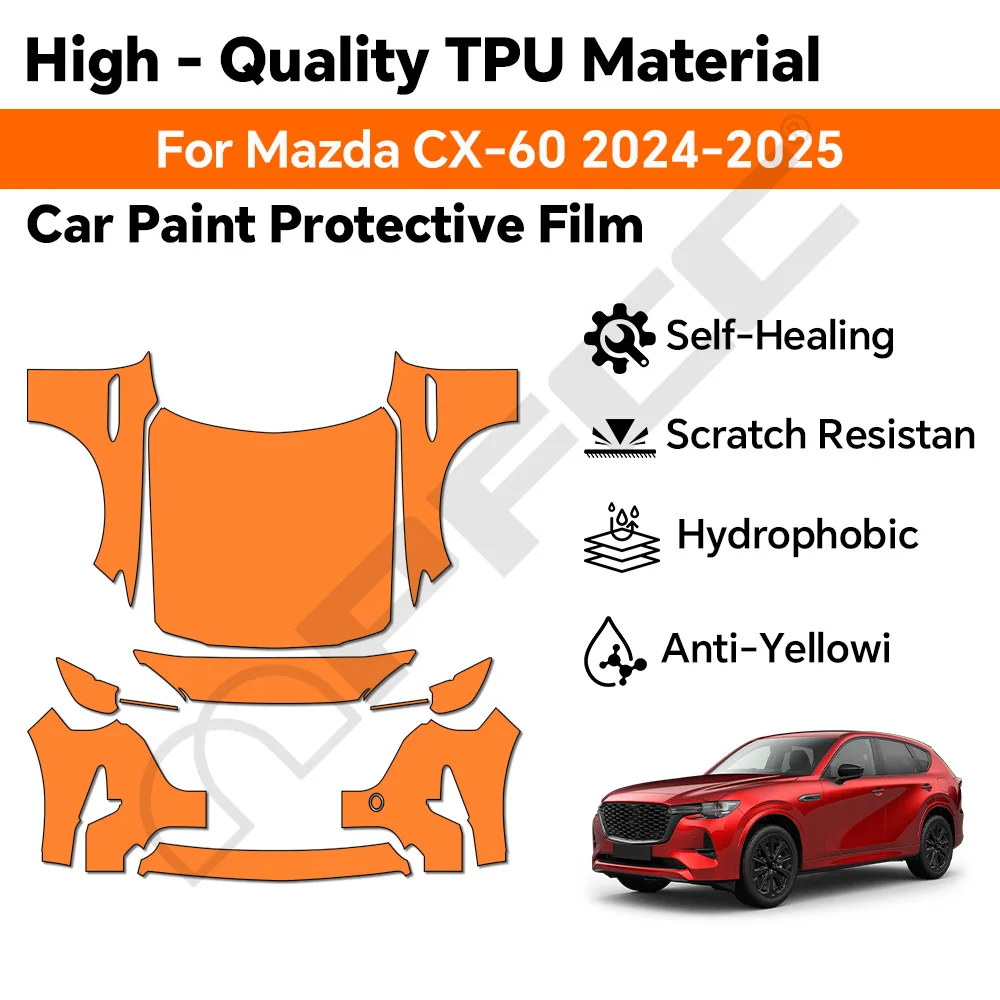 

9MIL PPF PPF CX60 CX-60 2024-UP Pre-cut Paint Protection Film Clear TPU Anti Scratch Accessories 8.5thick Transparent Sticker