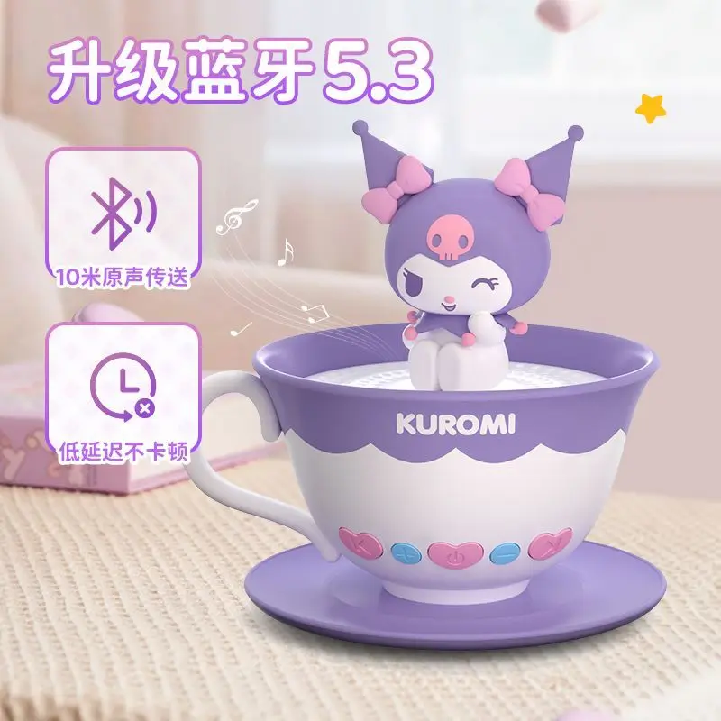 

Kawaii Sanrio Bluetooth Audio KUROMI Cinnamoroll Cute Anime French Teacup Speaker Cartoon Ornament Toy Male Woman Birthday Gifts