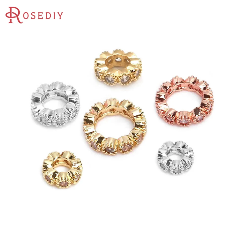 4MM 6MM 8MM 10MM 12MM Brass and Zircon Large Hole Beads Round Spacer Beads Bracelets Beads Jewelry Making Diy Accessories