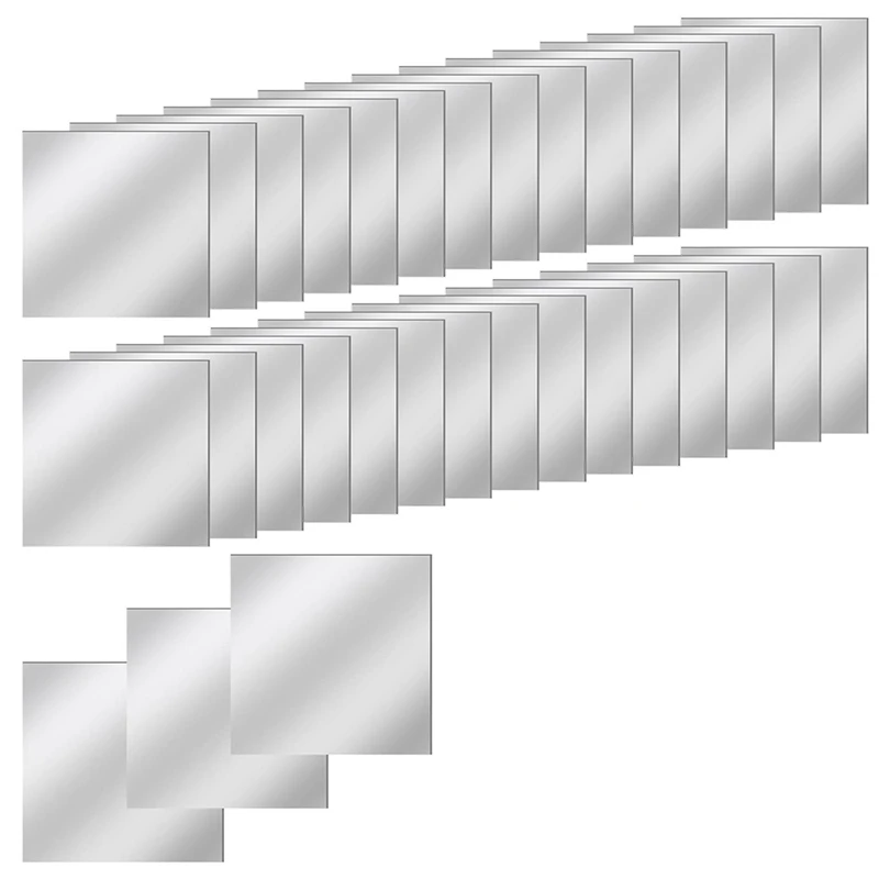 

30 шт. акриловая мини-зеркальная плитка, самоклеящаяся, 3-дюймовая квадратная крошечная зеркальная плитка высокой четкости для поделок и стен