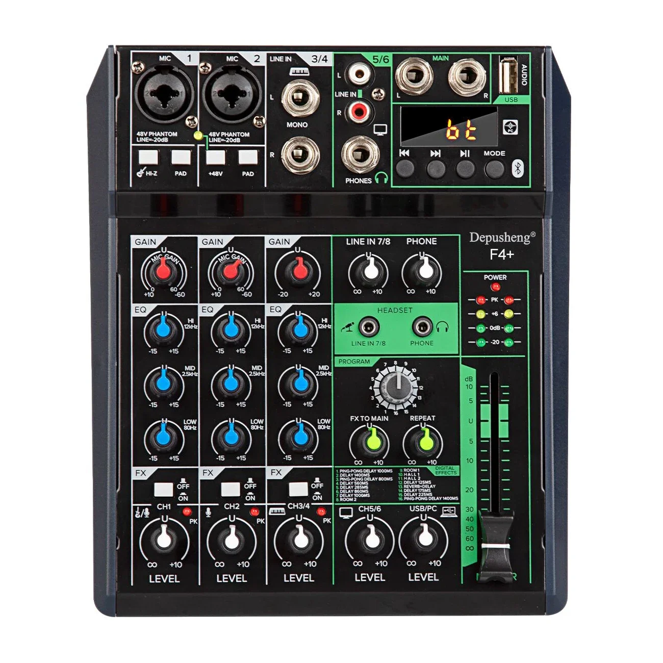 Depusheng DE8 Professional 6 Channel digital mixing console For Computer  Live Recording