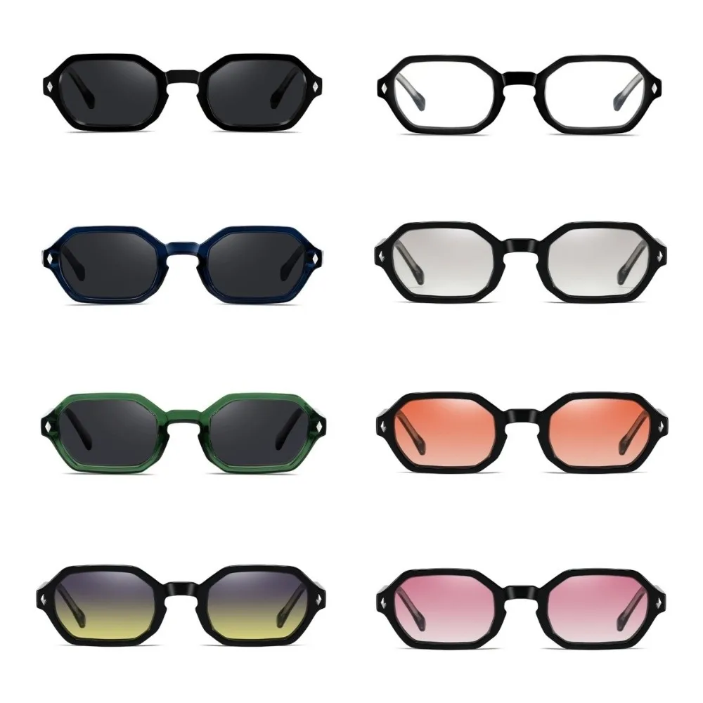 متعدد الألوان إطار مربع صغير نظارات شمسية الضوء الأزرق حجب خفيفة الوزن مضلع النظارات الشمسية خمر أزياء الرجال UV400 نظارات