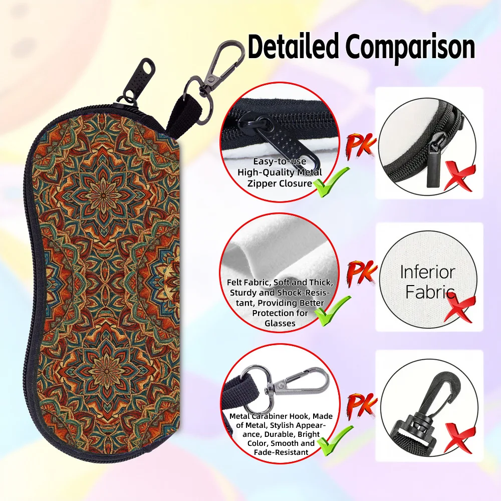Portable Sunglasses Case Men Women Large Capacity Zipper Eyewear Protector Glasses Pouch With Hook Outdoor Storage Bag