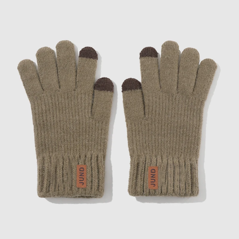 مجموعة قبعة وقفازات دافئة، قبعة مقاومة للرياح والبرودة، قبعة غزل محبوكة برأس كبير متعددة الاستخدامات، الخريف والشتاء، قطعتان #6