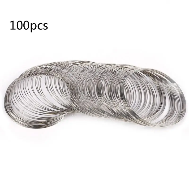 100 Pieces Memory Beading Steel Wire Bangle Bracelet 0.6mm for Jewelry Making Supplies DIY Arts Crafts Wrapping