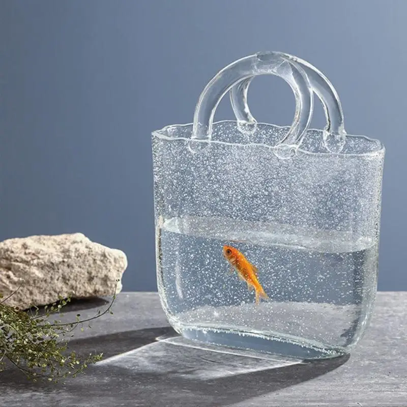 T3LC Clear Glass Vase Fish Container Bucket Party Background Decoration