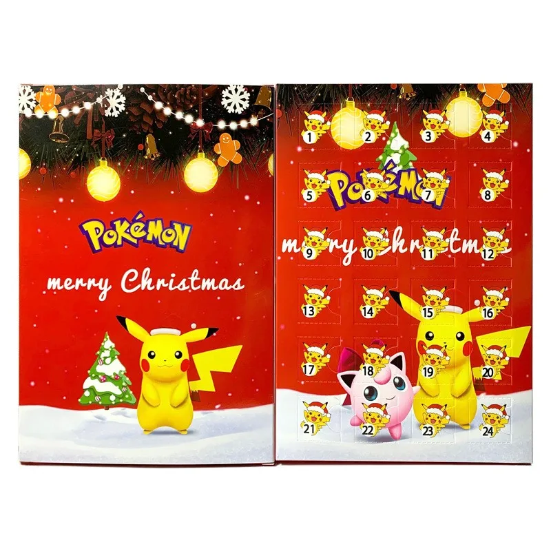 24 pçs/caixa pokemon calendário do advento caixa cega figuras anime bonito mini pvc modelo bonecas crianças natal brinquedos de halloween presente