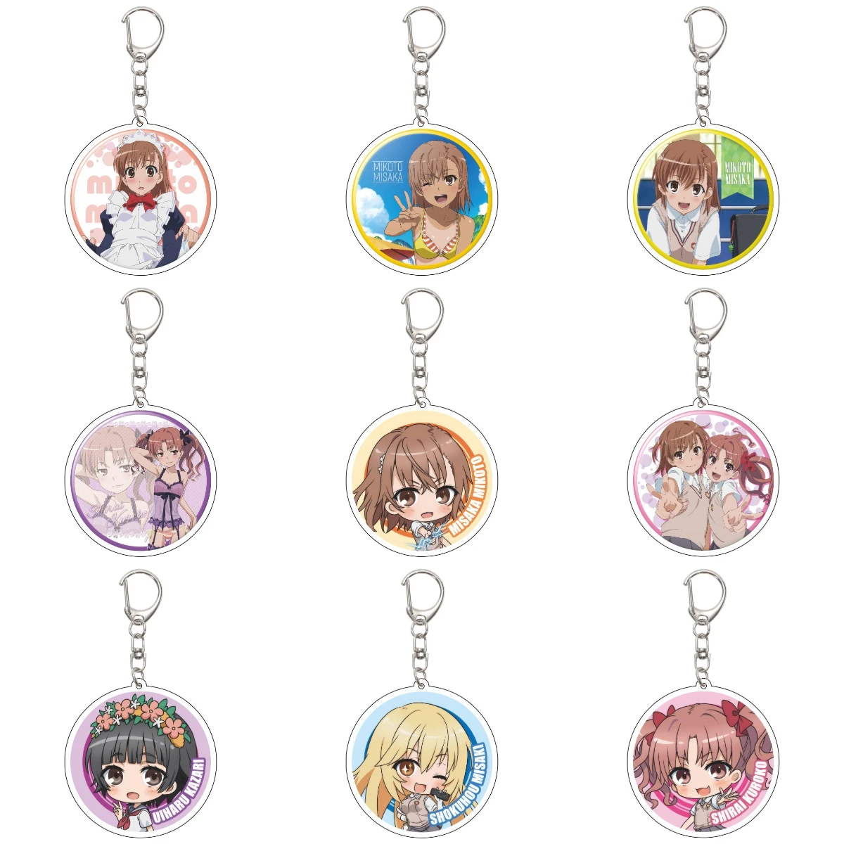 55MM Anime A Certain Scientific Railgun  Keychain Misaka Mikoto/Shirai Kuroko  Key Chain Acrylic Model Plate Christmas Gifts