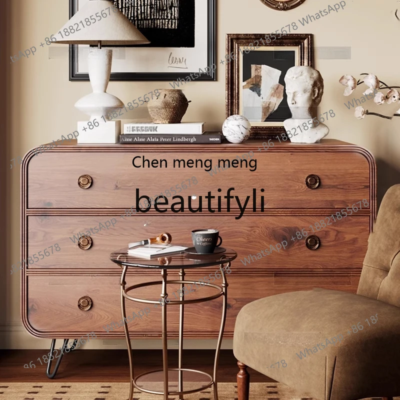 

Modern Simple Retro Drawer Side Cabinet Three Bucket Cabinet Wabi Sabi Wind Locker H