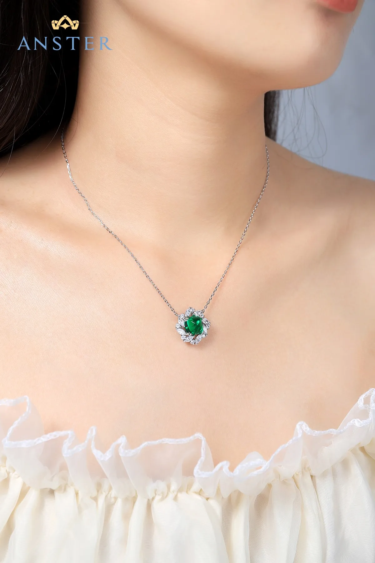 Vintage Necklace 9K 18K Solid Gold Sterling 925 Silver Lab Grown Emerald Ruby Sapphire Necklaces for Her image 4