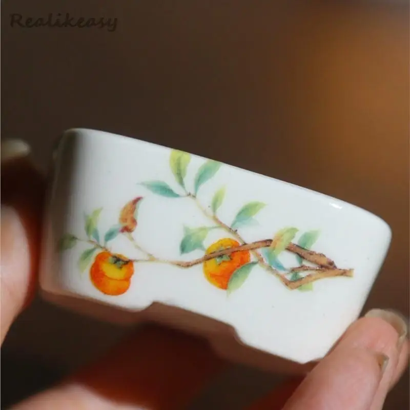 

Керамический горшок для цветов из китайской фиолетовой глины, 2 размера, ручная роспись, японский квадратный глазурованный мини-горшок для бонсай и суккулентов LF173