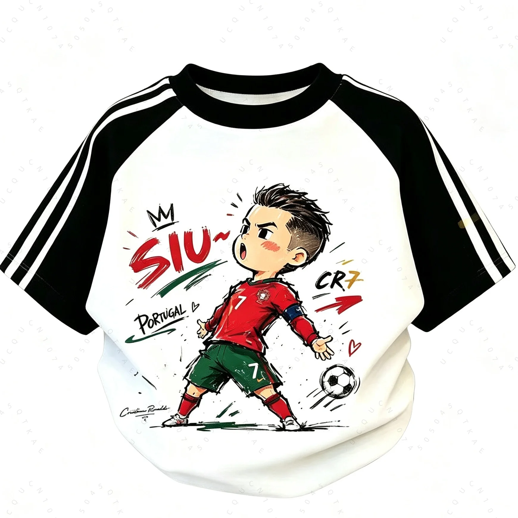 2026 Neues Kinder- und Erwachsenen-T-Shirt mit Cartoon-Fußballspieler-Aufdruck, Top-Tier-Fußballstars, Kurzarm, Fußballfan-Strandtops – Detail 7