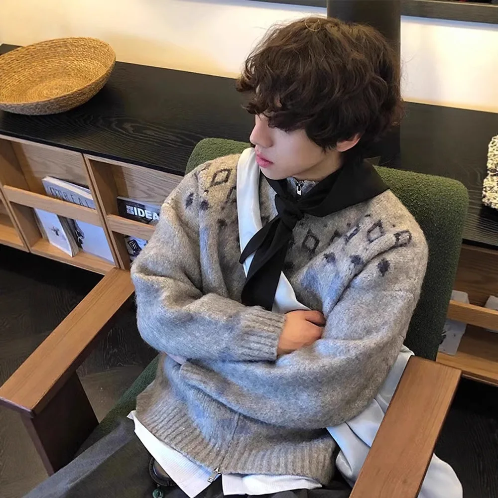 

Vintage Nordic Fair Isle Knit Cardigan Men Lazy Style Premium Jacquard Sweater Casual Layering Pullover Coat