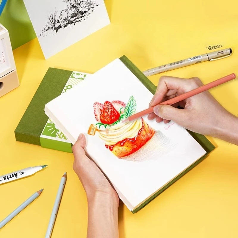 العودة إلى المدرسة كراسة الرسم الصلبة السميكة لطلاب الفن، كراسة الرسم لطلاب المدارس الابتدائية، الرسم مرسومة باليد