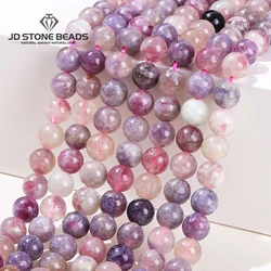 Natural Stone Beads Pink Tourmaline Round Loose Spacer Bead For Jewelry Making Diy Bracelet Necklace Accessories 15