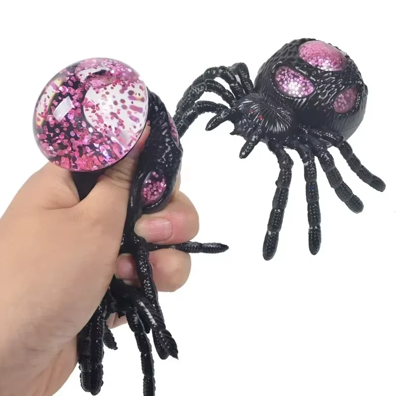 

New Release Stress Relief Gold Powder Spider Pinch Music New Unique Simulation Black Spider Mock Squeezing Toy